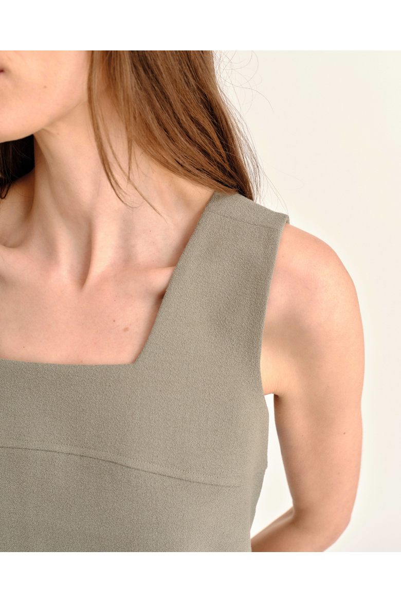 James Pebbled Crepe Tank, Alternate, color, Moss