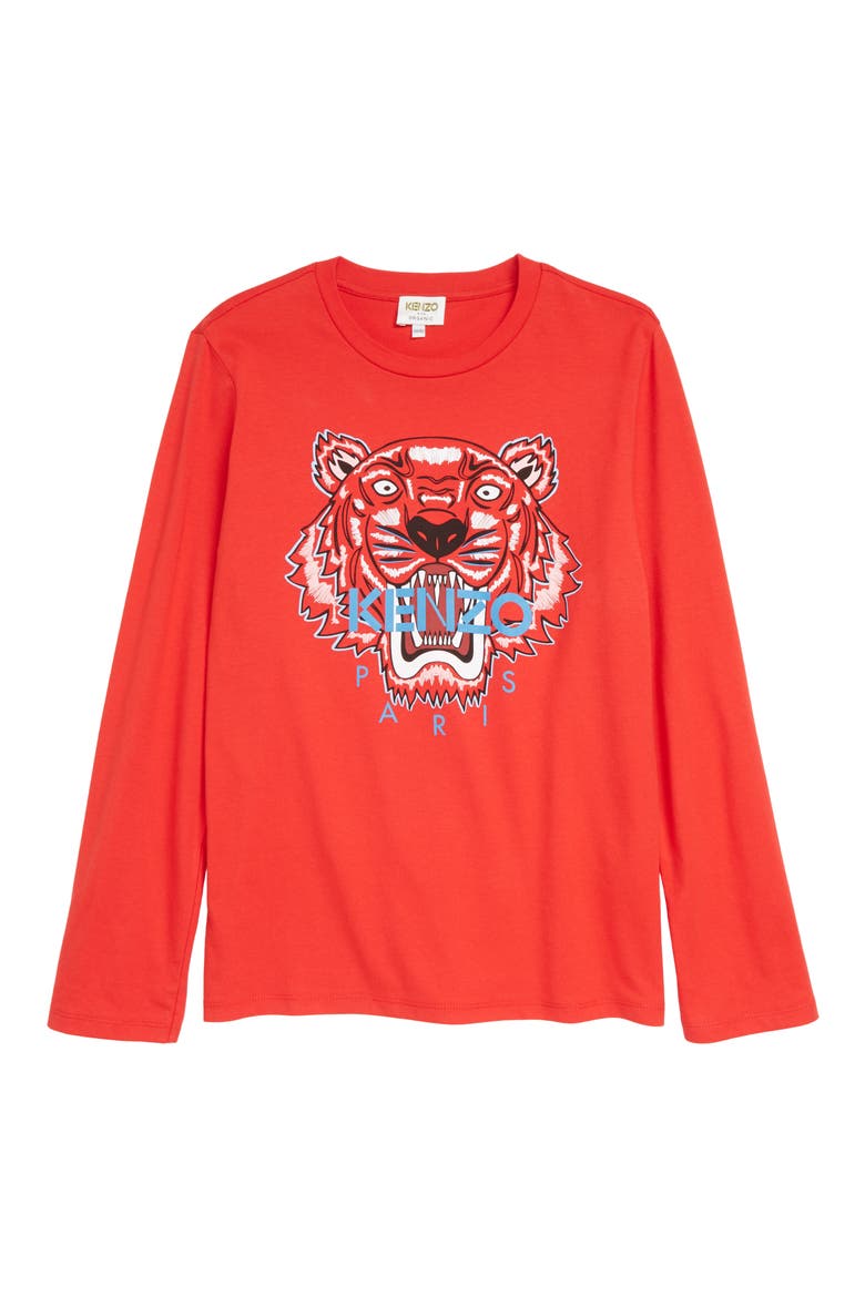 Tiger Icon Long Sleeve Graphic Tee, Main, color, RED