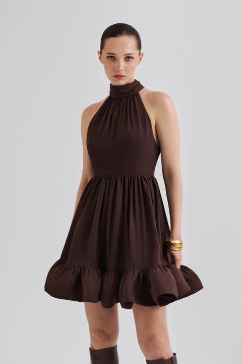 Fern Halterneck Ruffled Mini Dress
