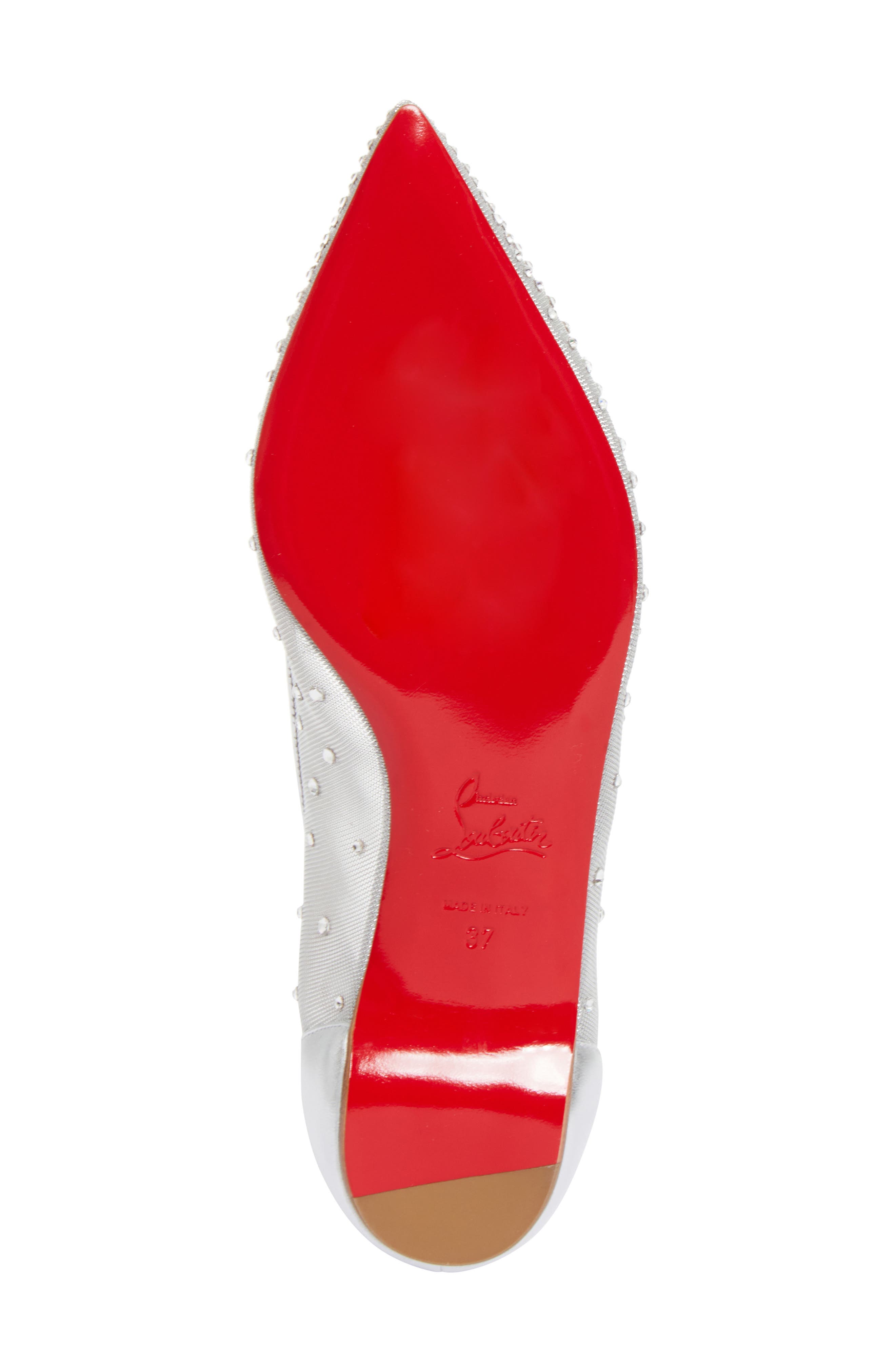 La Pigaletta Follies Strass Pointed Toe Flat, Alternate, color, CN1H VERSION SILVER