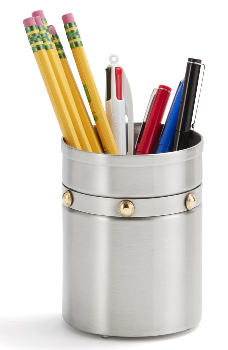 ROSELLI TRADING COMPANY Rivet 4-Piece Desk Accessory Set, Alternate, color, Silver