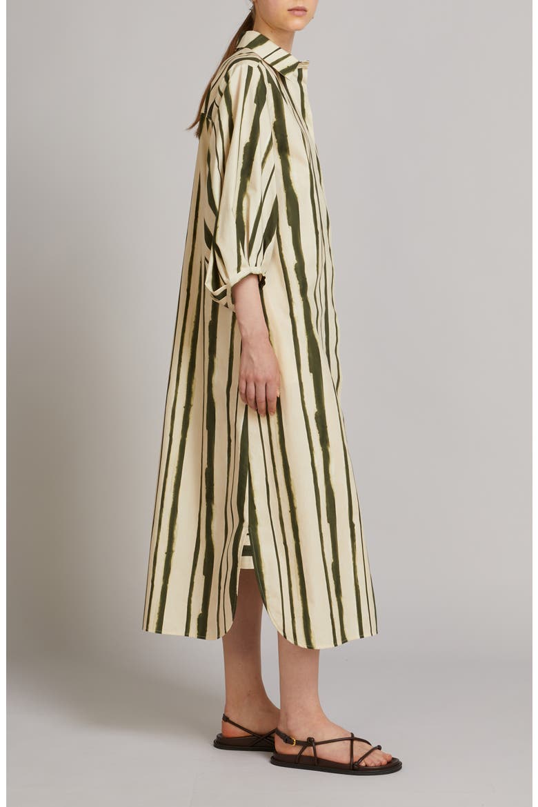 Falda Stripe Maxi Shirtdress, Alternate, color, MOSS GREEN