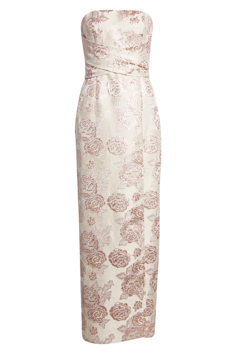 Redefine Regal Strapless Floral Jacquard Gown, Alternate, color, PALE PINK FLORAL JACQUARD