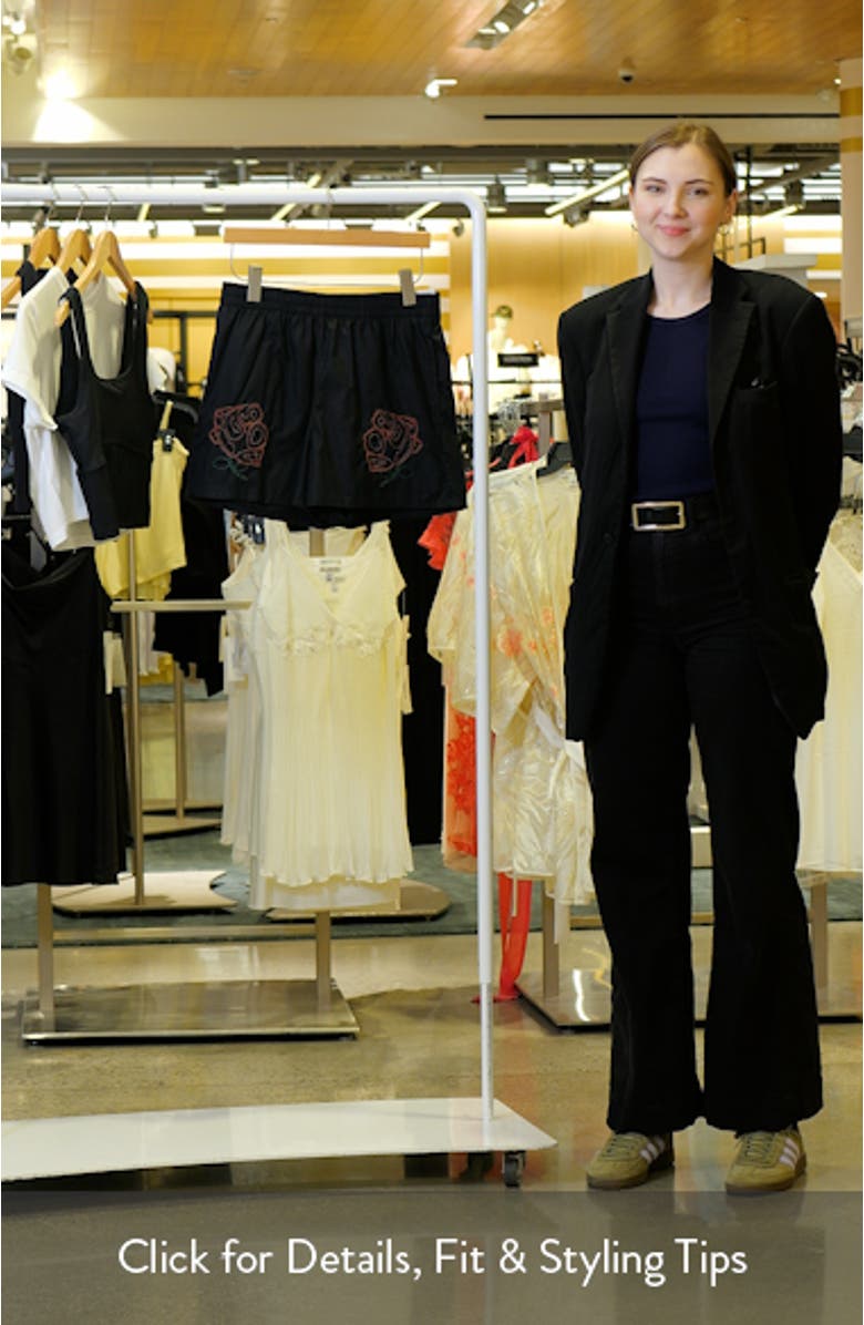 Rose Embroidered Cotton Shorts, sales video thumbnail