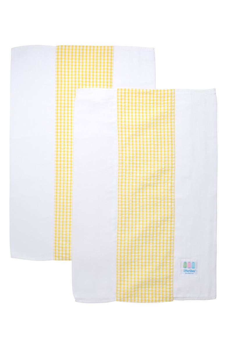 Big Check Set of Two Burp Cloths, Alternate, color, Yellow