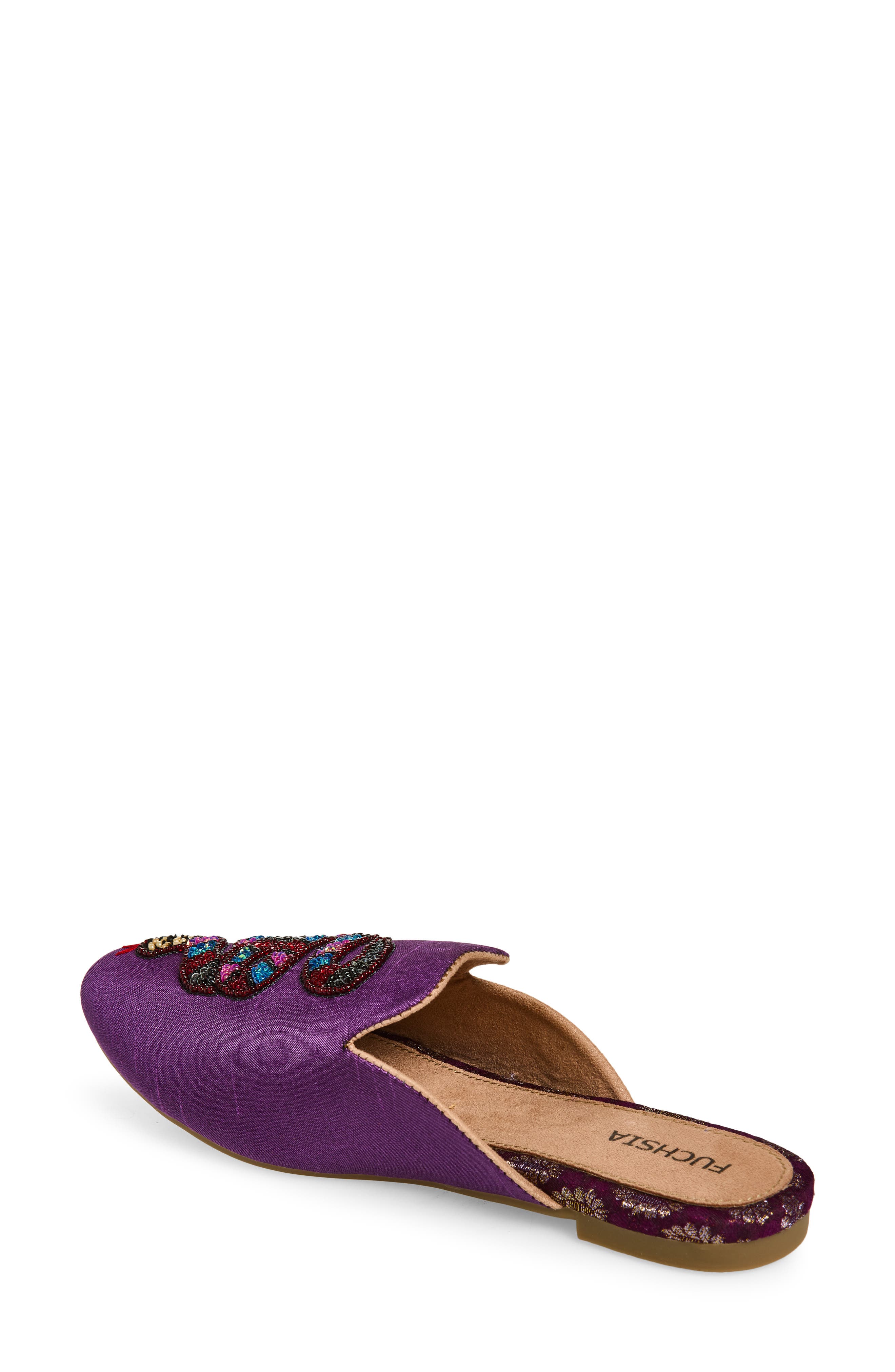 Embroidered Serpent Pointed Toe Mule, Alternate, color, PURPLE