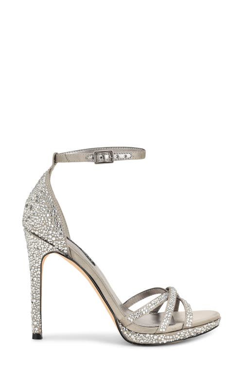 Nine West Lartay Platform Ankle Strap Sandal In Metallic