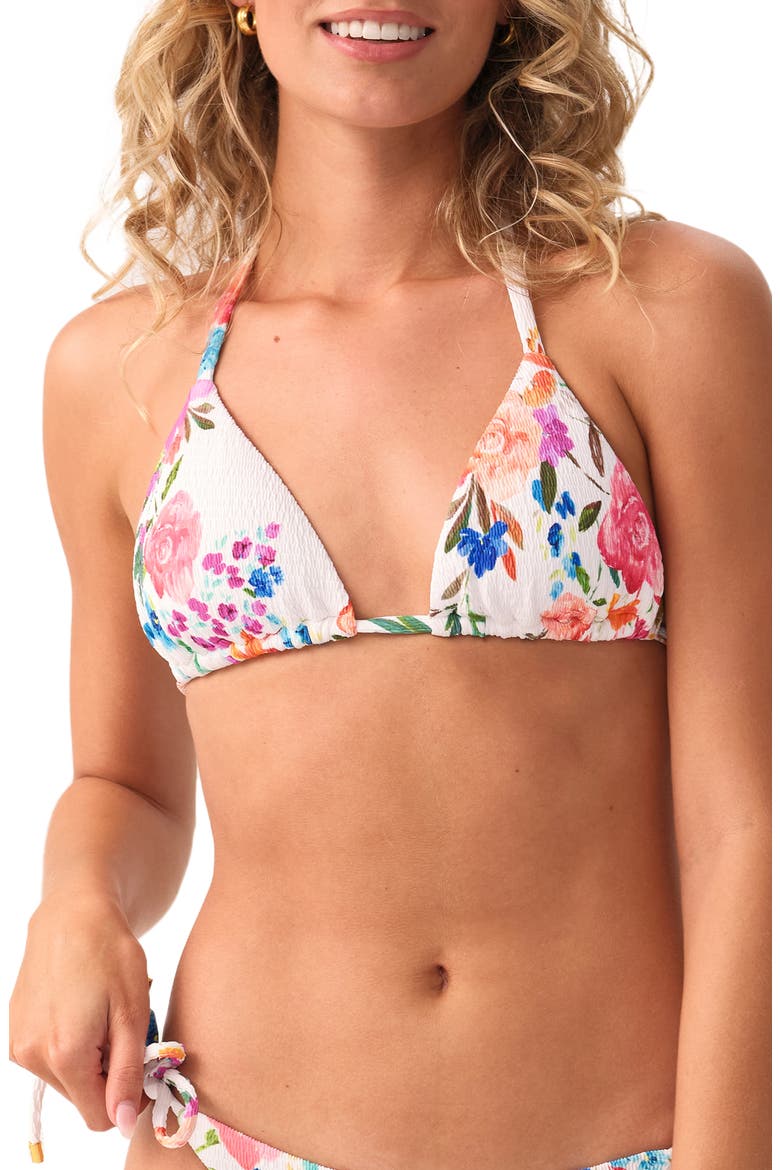 Smocked Triangle Bkini Top, Main, color, FLORENCIA