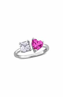 DELMAR Lab Created Pink Sapphire & Lab Created White Sapphire Ring