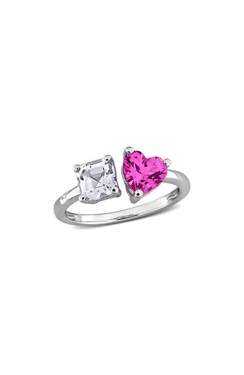 Delmar Lab Created Pink Sapphire & Lab Created White Sapphire Ring In Pink