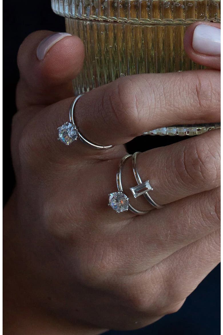 Sterling Silver Bethany Ring Dainty Crystal Statement Ring Trendy, Alternate, color, Silver