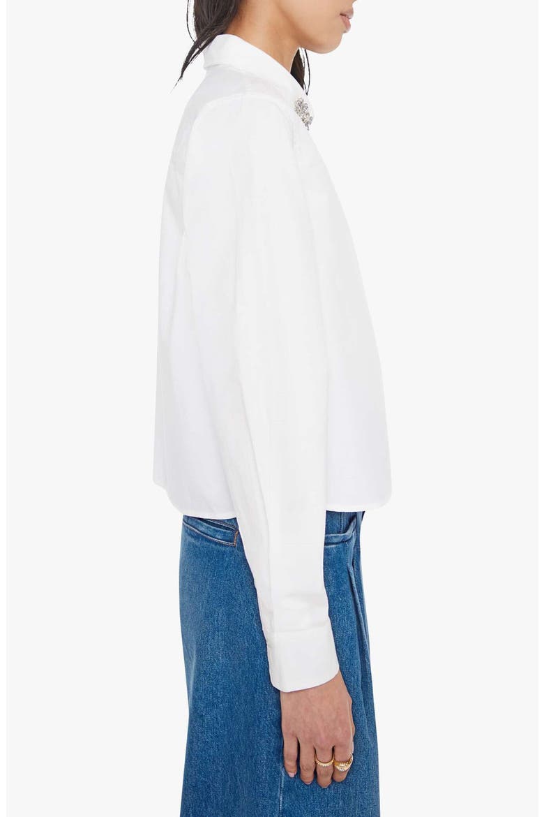 The Honor Rhinestone Detail Cotton Button-Up Shirt, Alternate, color, WHITE