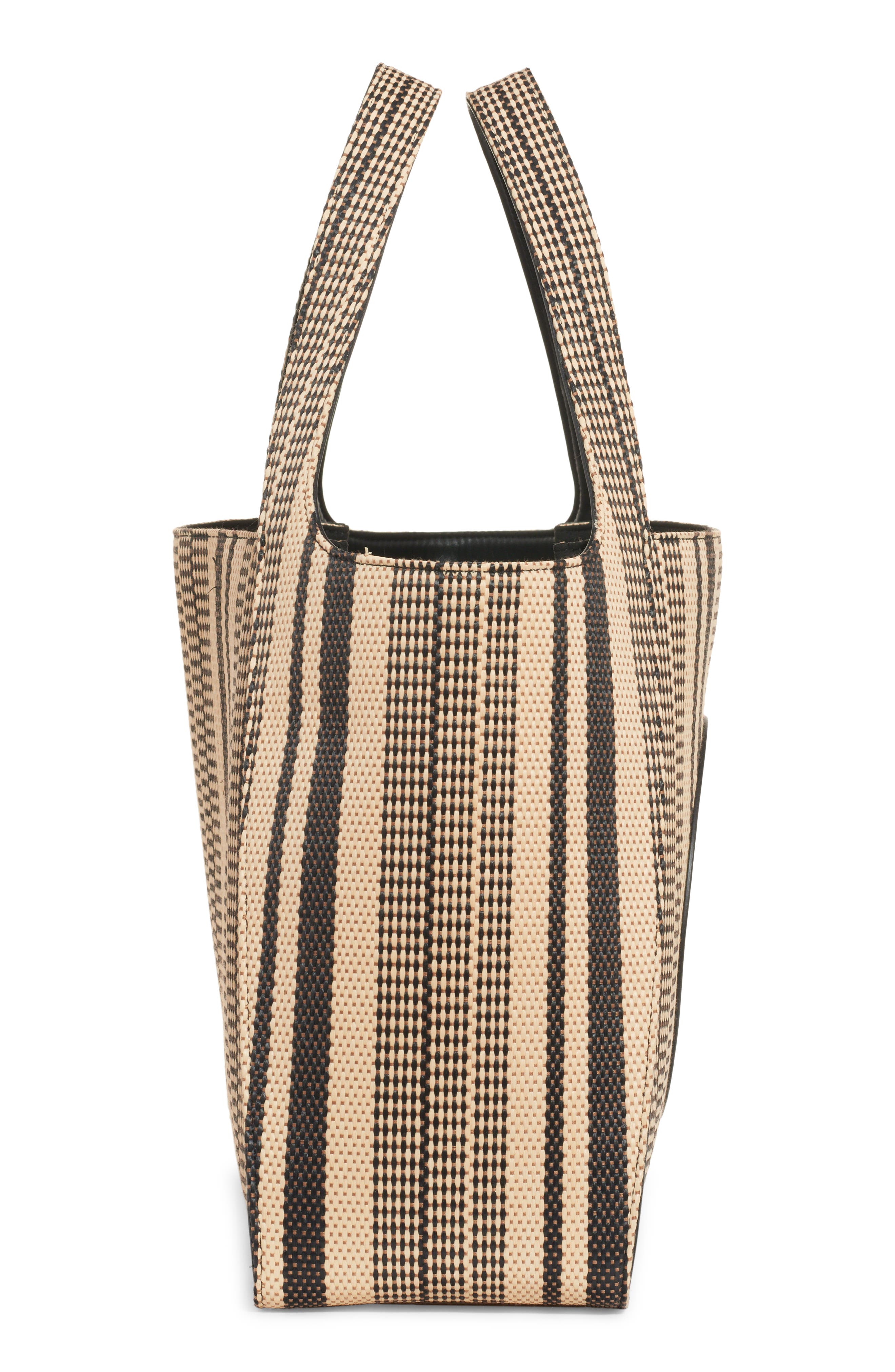 Stella McCartney Stella Logo Stripe Woven Tote, Alternate, color, 