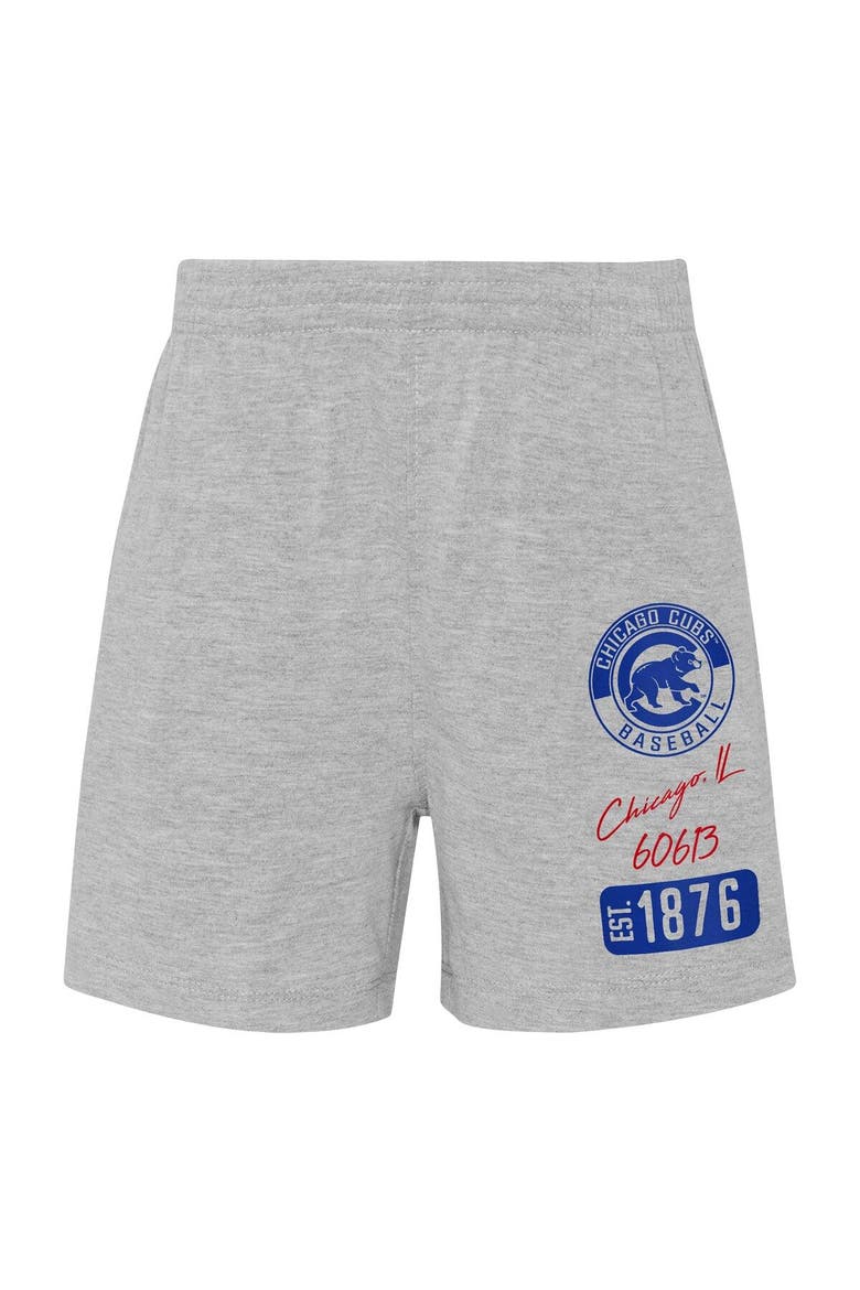 Preschool Chicago Cubs Red/Heather Gray Groundout Baller Raglan T-Shirt & Shorts Set, Alternate, color, Red