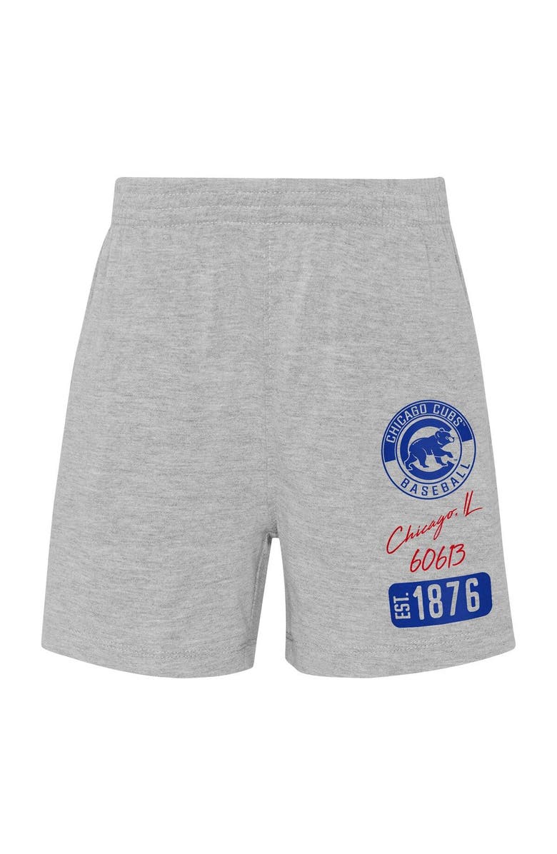 Outerstuff Preschool Chicago Cubs Red/Heather Gray Groundout Baller Raglan T-Shirt & Shorts Set, Alternate, color,