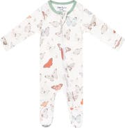 Copper Pearl Luna Butterfly Print Zip-Up Footie