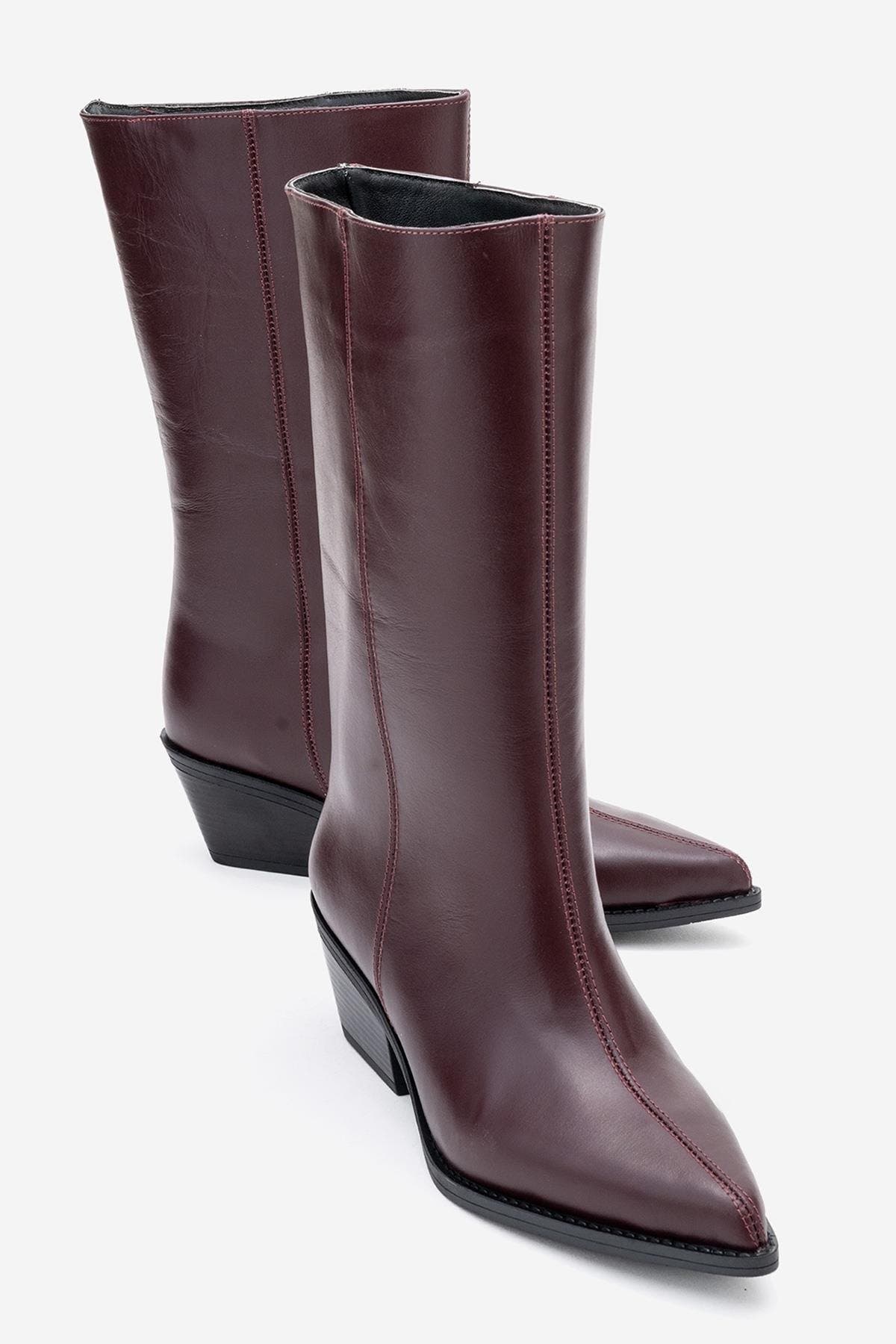 Juana Leather Pointed Toe Boot, Alternate, color, Burgundy Leather