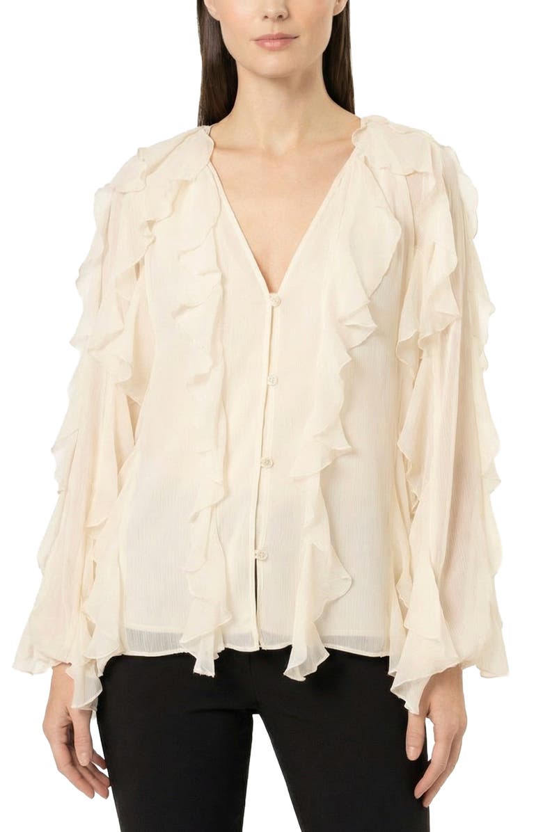 AREA STARS Flyn Ruffle Blouse, Alternate, color, Black