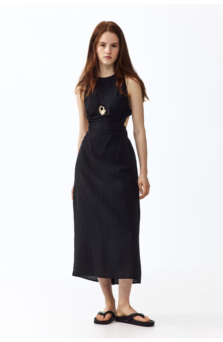 H&M Open-back Maxi Dress, Alternate, color, Black