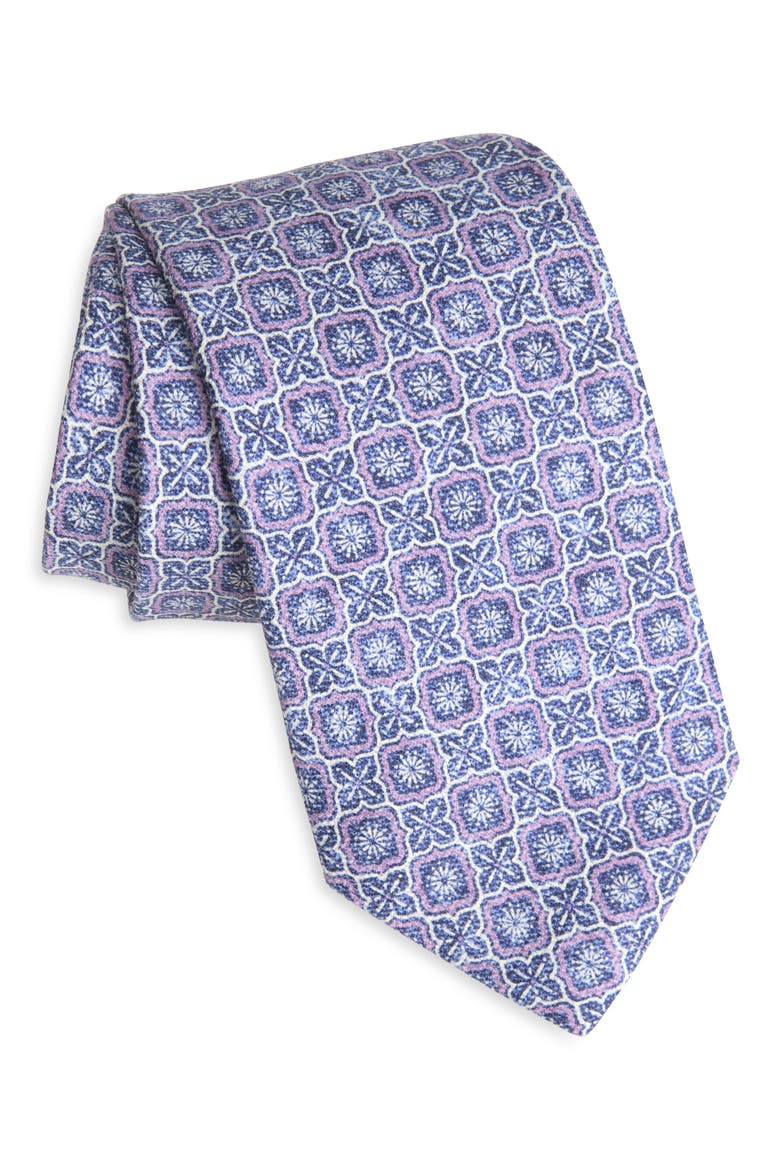 Geometric Silk Tie, Main, color, PURPLE