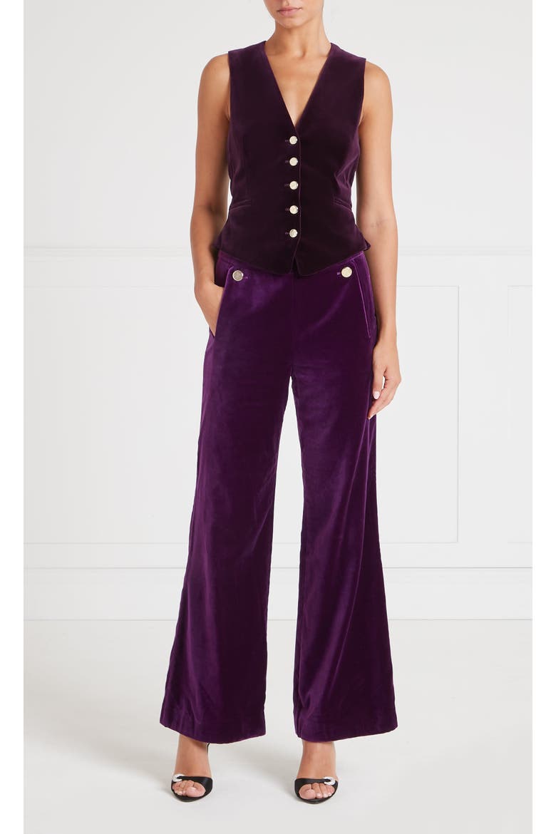 Clove Velvet Waisted Trousers, Main, color, Dark Amethyst