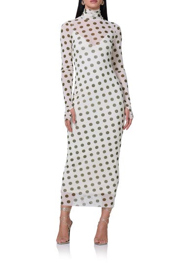 AFRM AFRM SHAILENE LONG SLEEVE TURTLENECK MESH DRESS 
