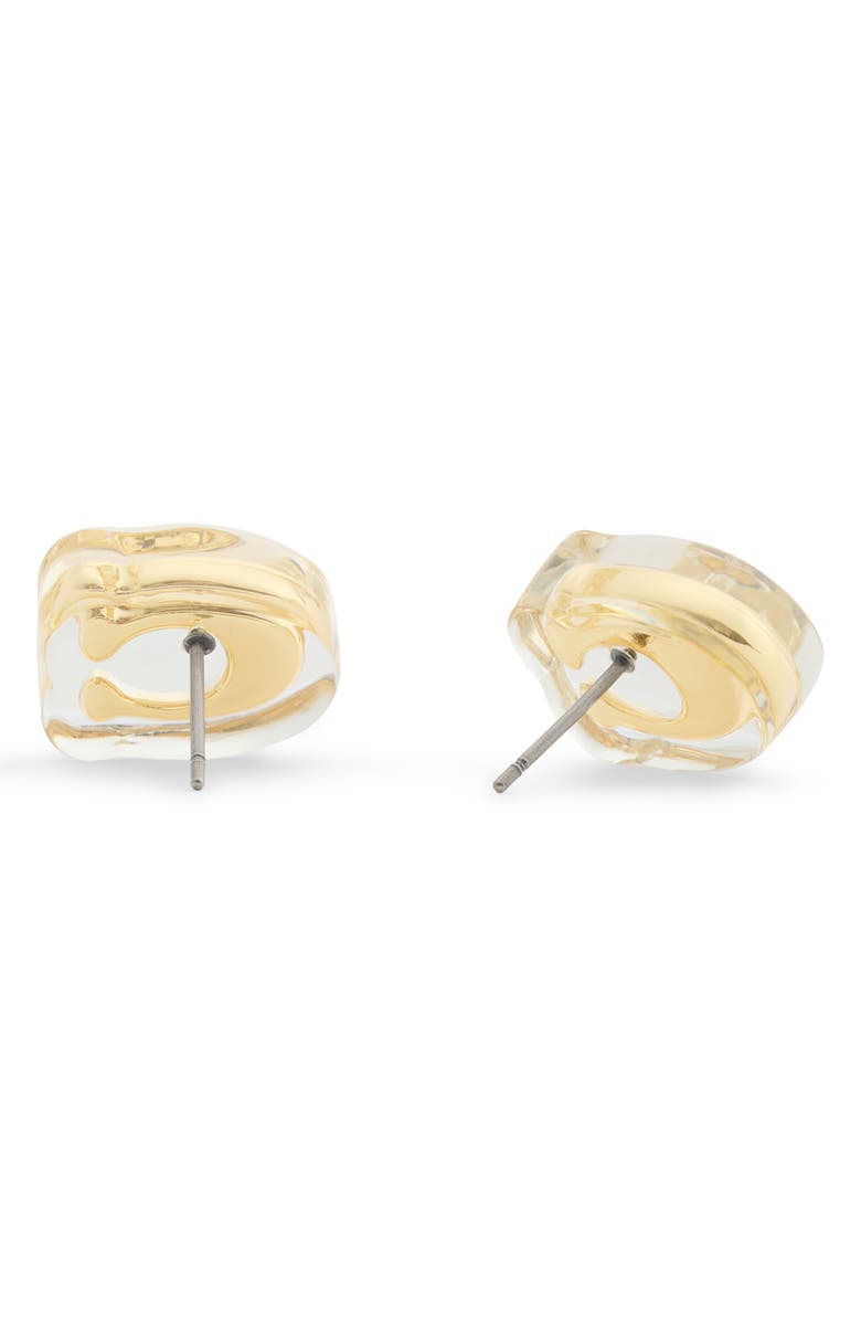 COACH Logo Stud Earrings, Alternate, color, Gold