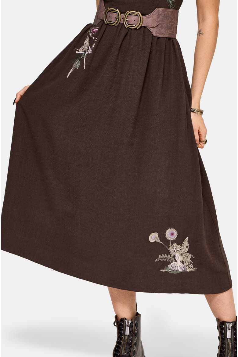 Faela Fairy Embroidered Midi Dress, Alternate, color, Black