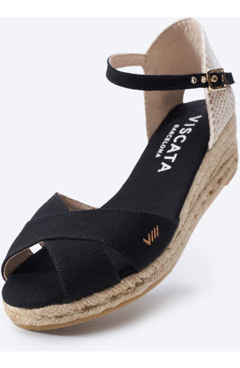 VISCATA Salina Canvas Espadrille Sandal Wedges, Alternate, color, Black