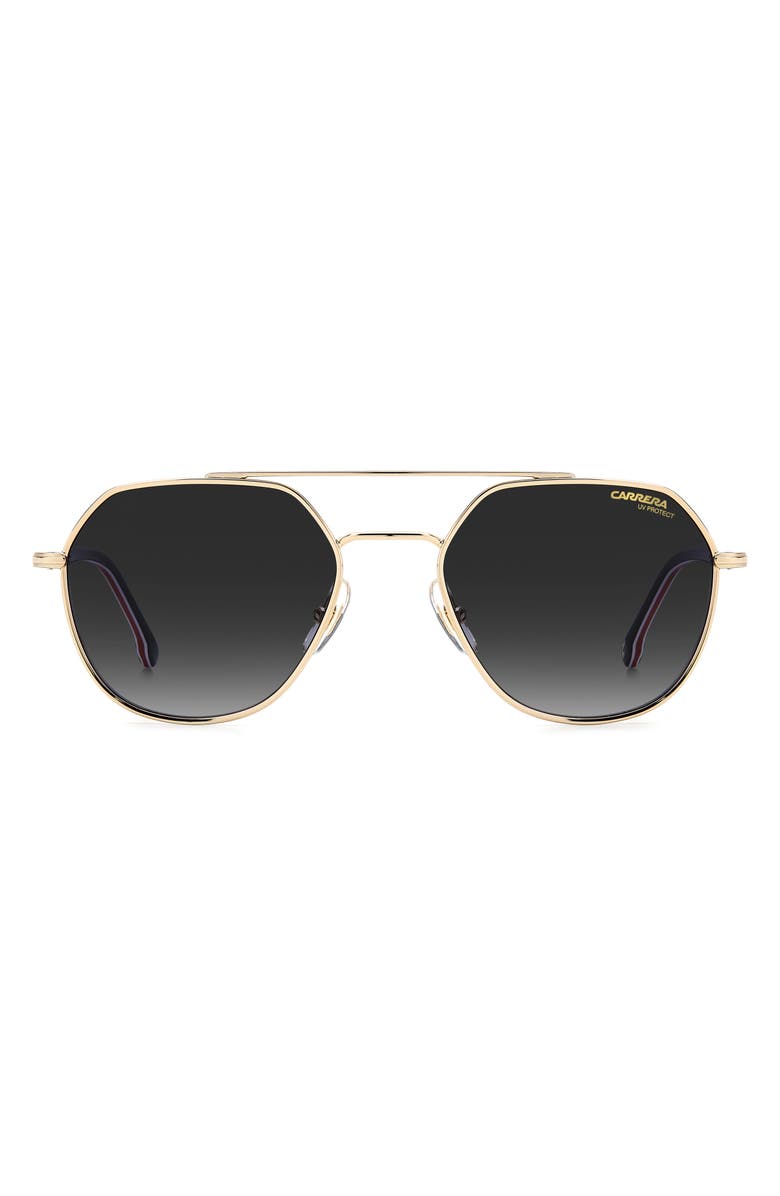 Carrera Eyewear 53mm Gradient Aviator Sunglasses, Main, color, Gold Striped Black