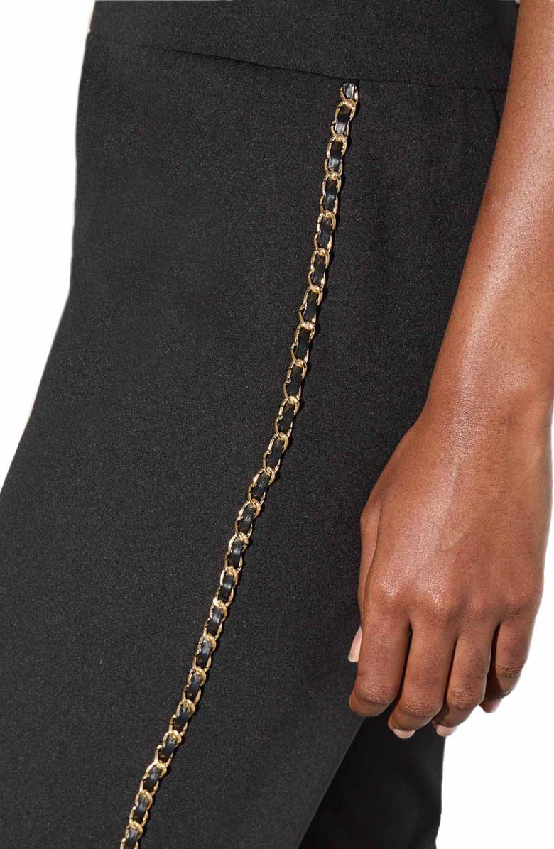 Ming Wang Chain Detail Deco Crepe Tuxedo Pants, Alternate, color, 