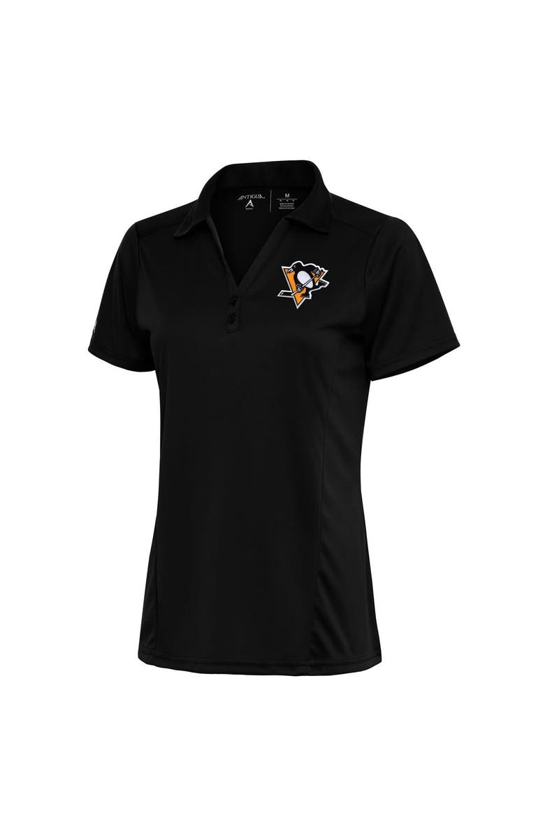 ANTIGUA Women's Antigua Black Pittsburgh Penguins Team Logo Tribute Polo, Main, color,