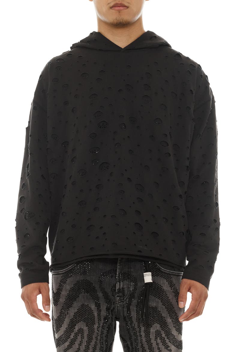 Signature Holes French Terry Pullover Hoodie, Main, color, VINTAGE CHARCOAL