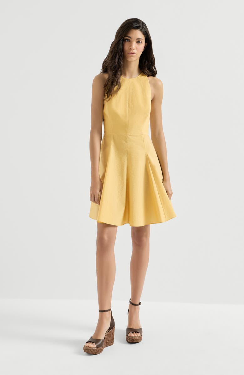 Brunello Cucinelli Poplin mini dress, Alternate, color, Yellow
