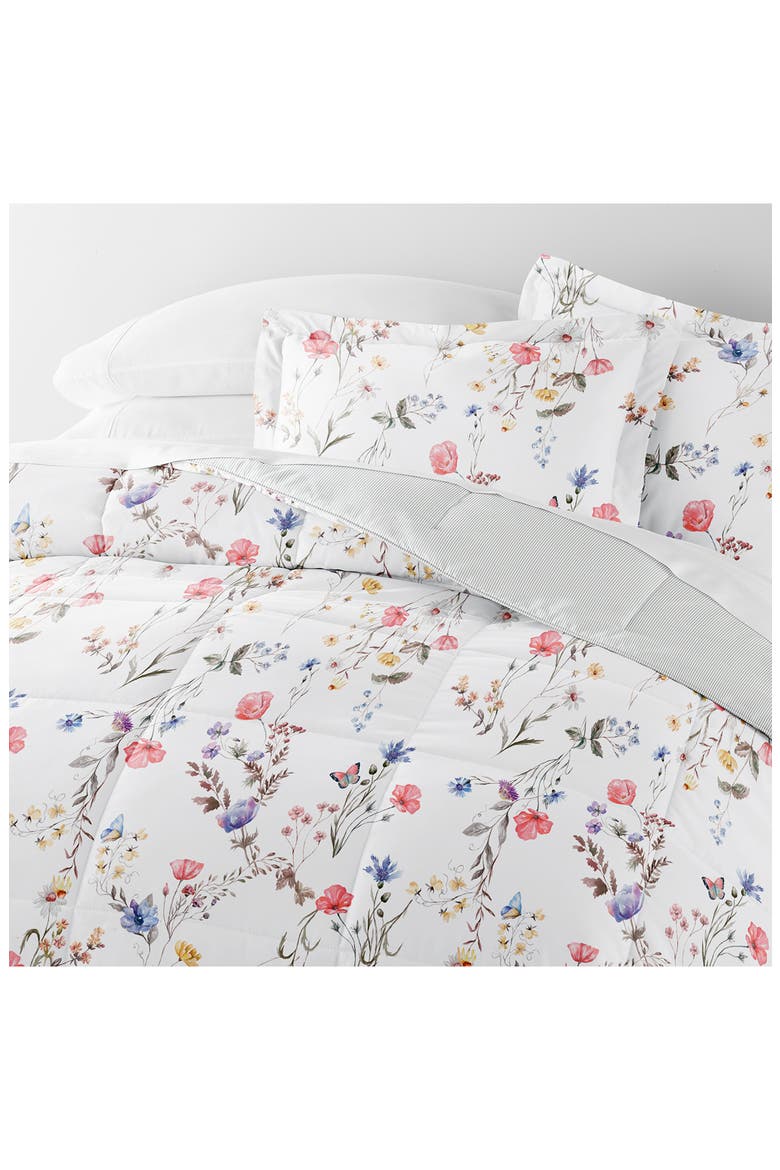 Meadow Stripe Reversible 3-Piece Comforter Set, Alternate, color, PINK
