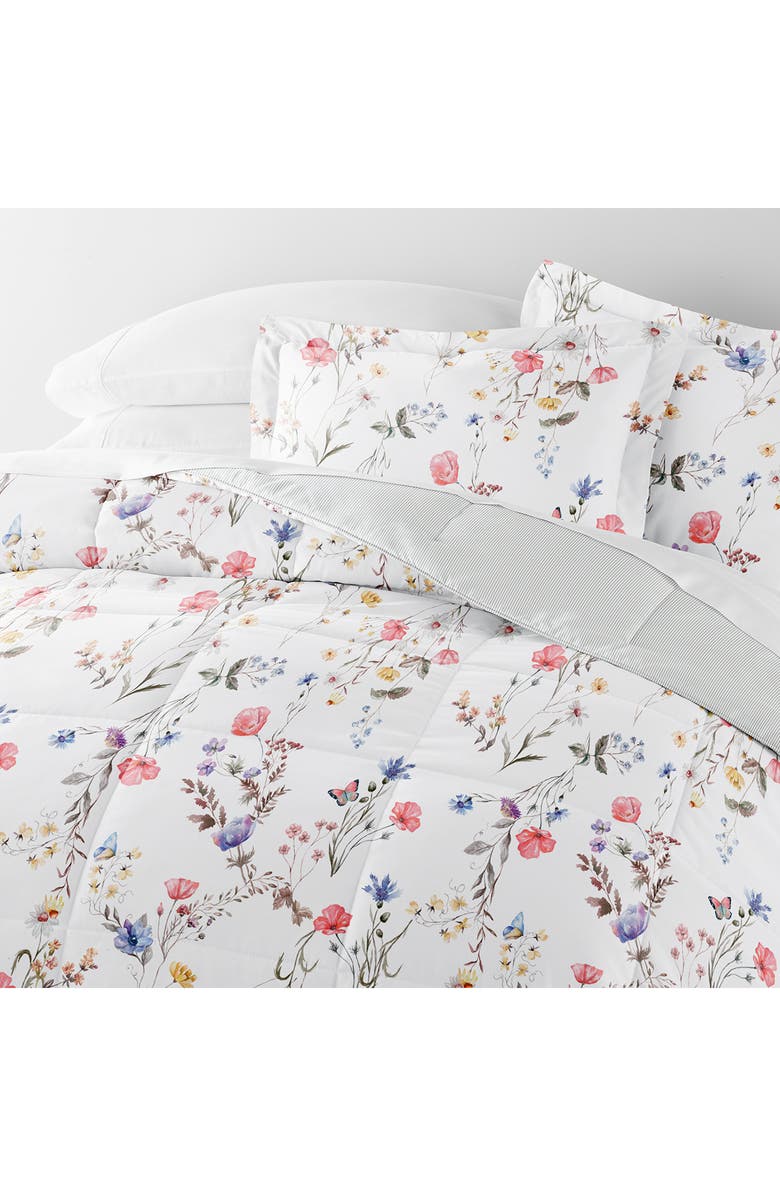 IENJOY HOME Meadow Stripe Reversible 3-Piece Comforter Set, Alternate, color, Pink