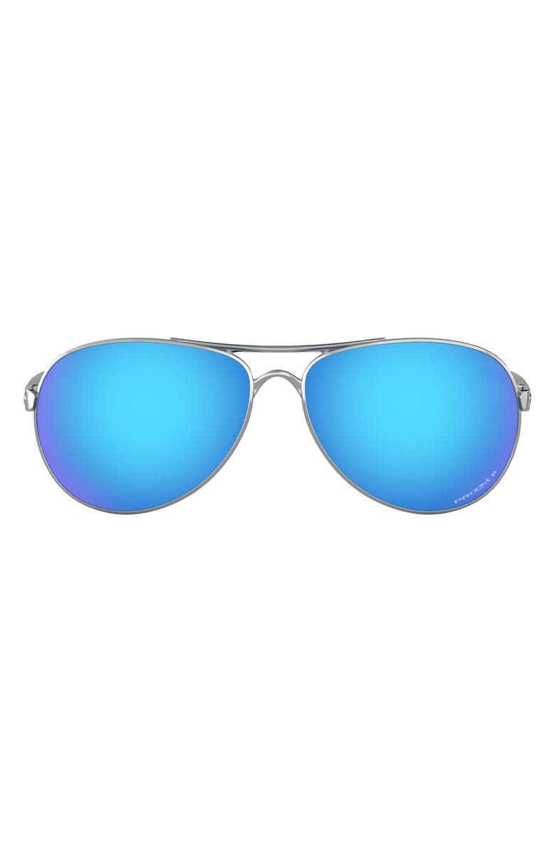 Oakley 59mm Polarized Aviator Sunglasses, Main, color, Silver/ Blue Gradient