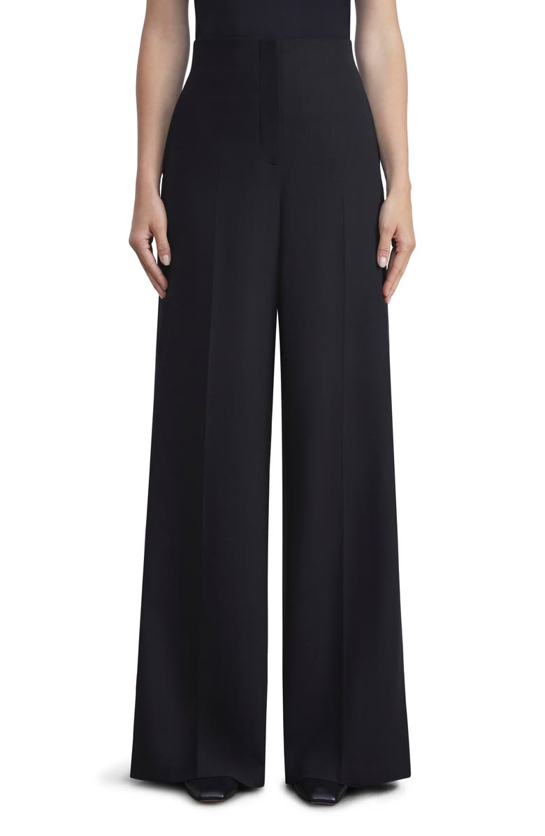 Lafayette 148 New York Thames High Waist Wide Leg Stretch Wool Pants, Main, color, 