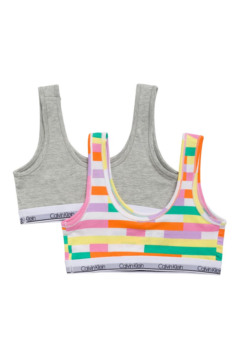 Modern Cotton Bralettes - Pack of 2, Alternate, color, WHITE MULTI/ GREY