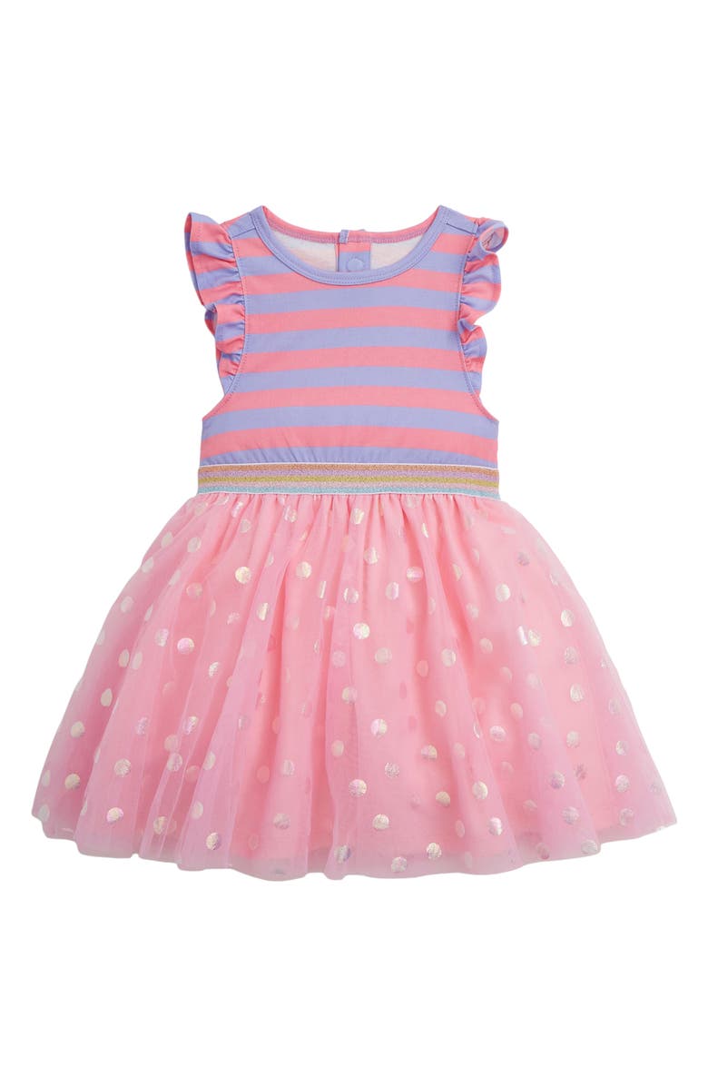 Magnetic Me Kids' Shell Pink Stripe Flutter Sleeve Dress, Main, color, 