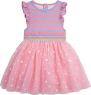 Magnetic Me Kids' Shell Pink Stripe Flutter Sleeve Dress