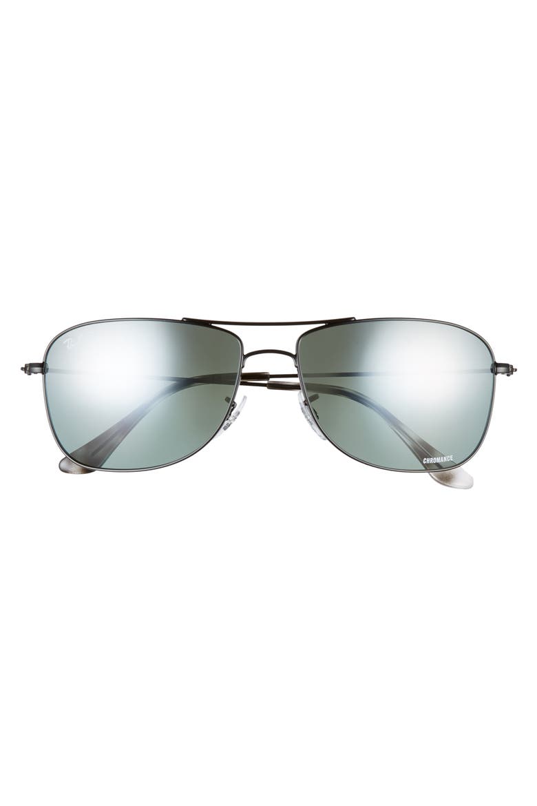59mm Chromance Aviator Sunglasses, Alternate, color, BLACK