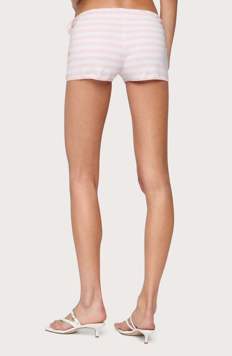 EDIKTED Janelle Low Rise Stripe Knit Shorts, Alternate, color, Light-Pink