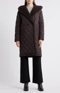 Michael Kors Faux Shearling Lined Quilted Hooded Coat