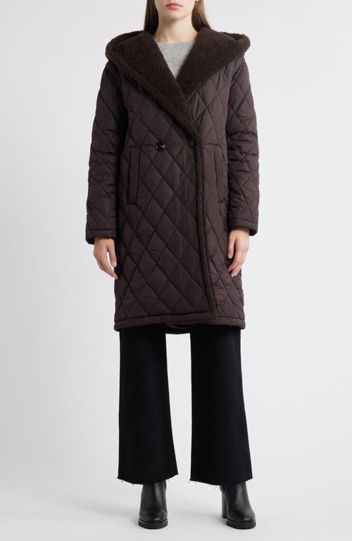 Michael Kors Faux Shearling Lined Quilted Hooded Coat
