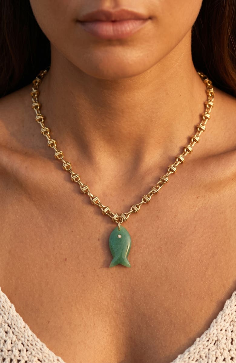 MacRae & Co. Pisces Pendant Necklace, Alternate, color, Green/ Gold
