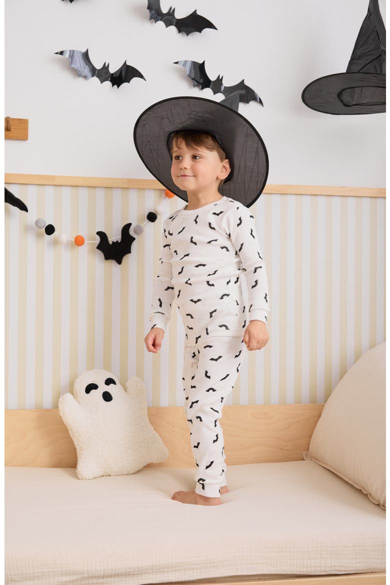 Kids' Cotton Rib Pajamas, Alternate, color, OFF WHITE