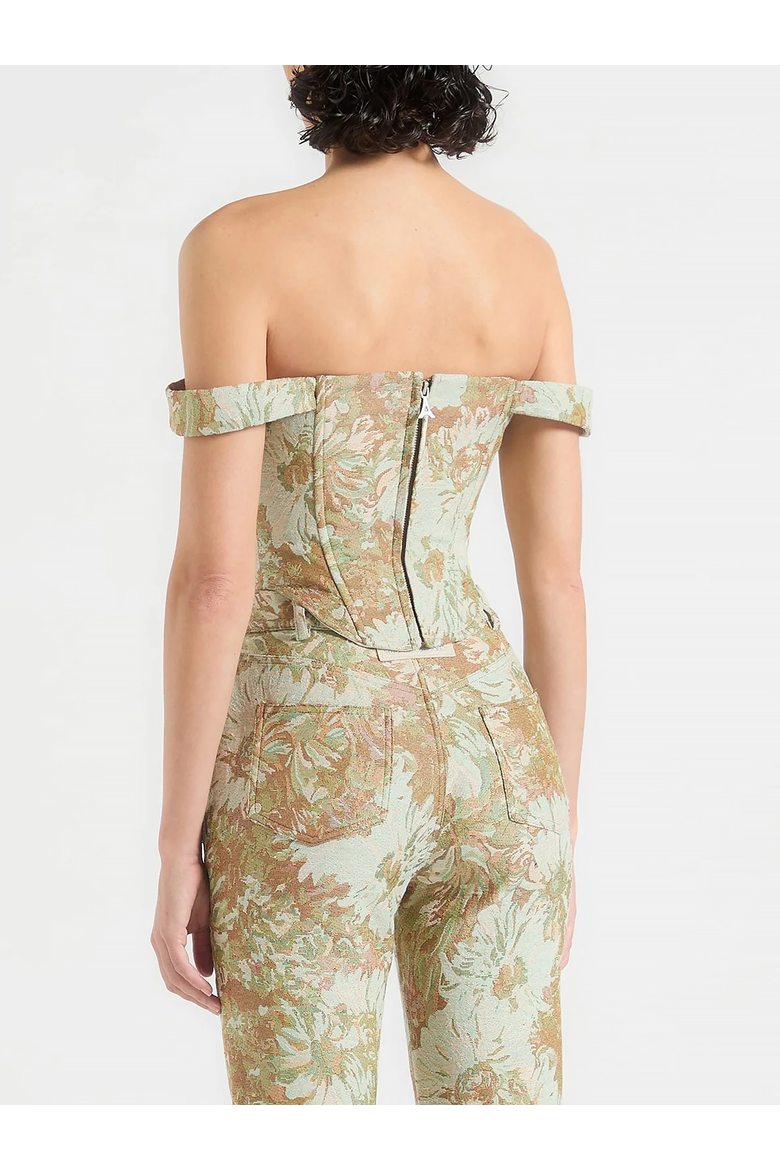 Bonnie Jacquard Corset Top, Alternate, color, Sage