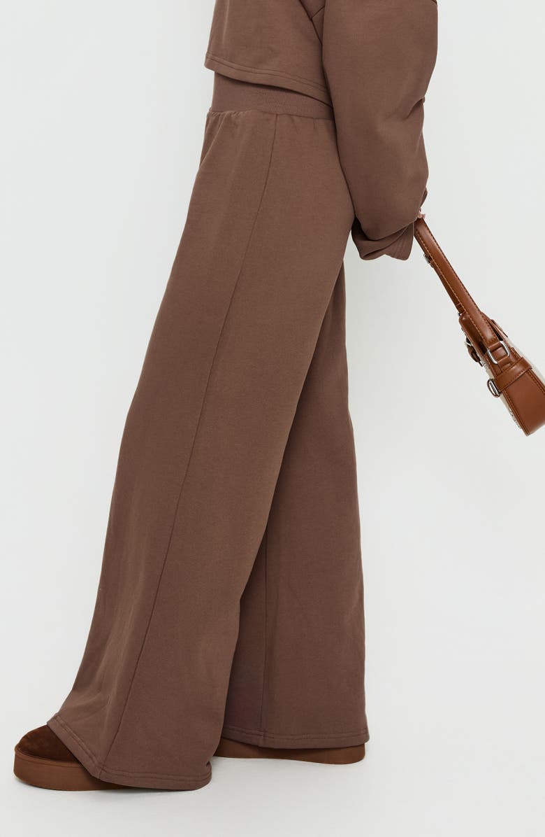 Princess Polly Peaks Wide Leg Sweatpants, Alternate, color, Cocoa
