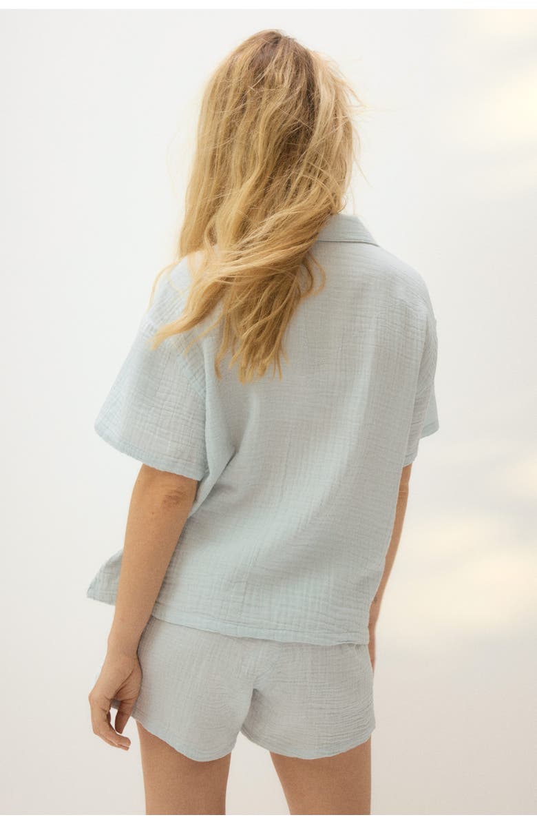 H&M Cotton Muslin Pyjamas, Alternate, color, Light Turquoise